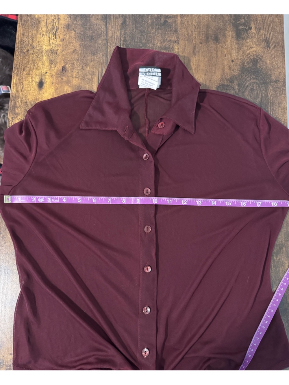 Anxiety Cafe Burgundy Sheer Collared Long Sleeve Button Down VTG Top Blouse M - Picture 6 of 11